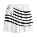 White And Black American Flag Print Cotton Shorts
