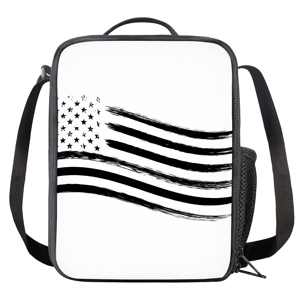 White And Black American Flag Print Crossbody Lunch Bag