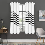 White And Black American Flag Print Curtain