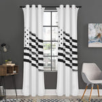 White And Black American Flag Print Curtain