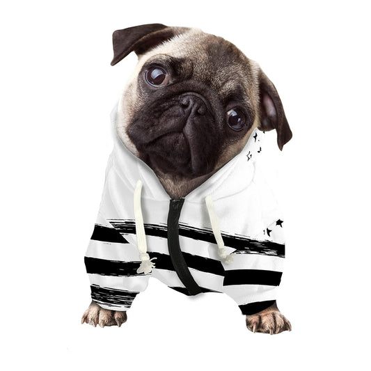 White And Black American Flag Print Dog Zip Up Hoodie