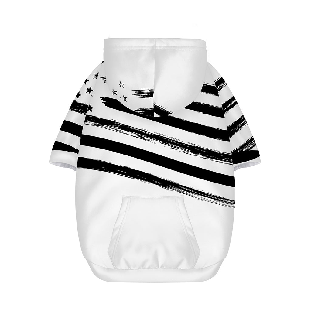 White And Black American Flag Print Dog Zip Up Hoodie