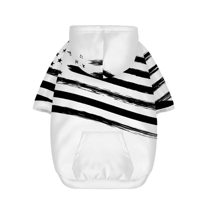 White And Black American Flag Print Dog Zip Up Hoodie