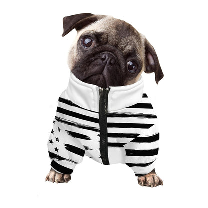 White And Black American Flag Print Dog Zip Up Jacket