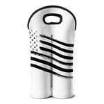 White And Black American Flag Print Double Neoprene Wine Tote
