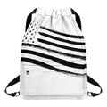 White And Black American Flag Print Drawstring Backpack