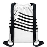 White And Black American Flag Print Drawstring Backpack