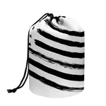 White And Black American Flag Print Drawstring Makeup Bag