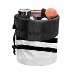 White And Black American Flag Print Drawstring Makeup Bag