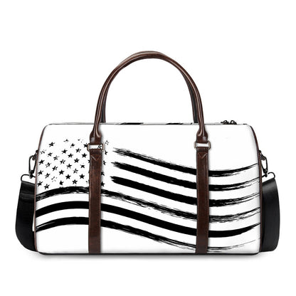 White And Black American Flag Print Duffle Bag