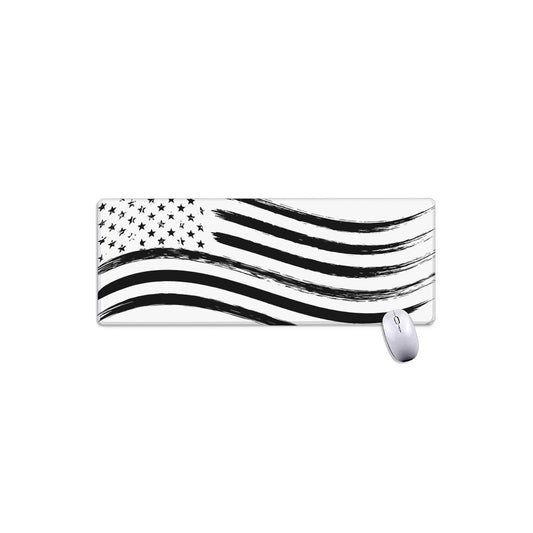 White And Black American Flag Print Extended Mouse Pad
