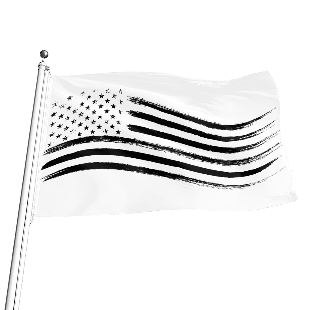 White And Black American Flag Print Flag