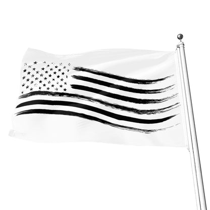 White And Black American Flag Print Flag