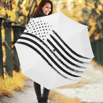 White And Black American Flag Print Foldable Umbrella