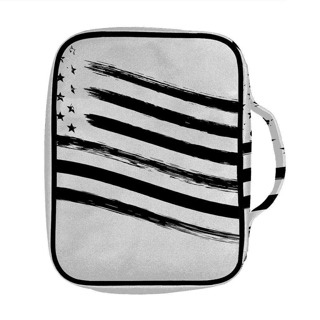 White And Black American Flag Print Front Pocket Bible Bag
