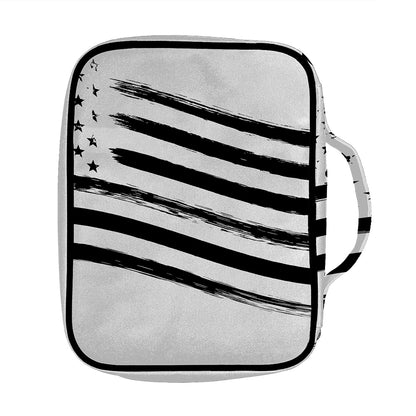 White And Black American Flag Print Front Pocket Bible Bag