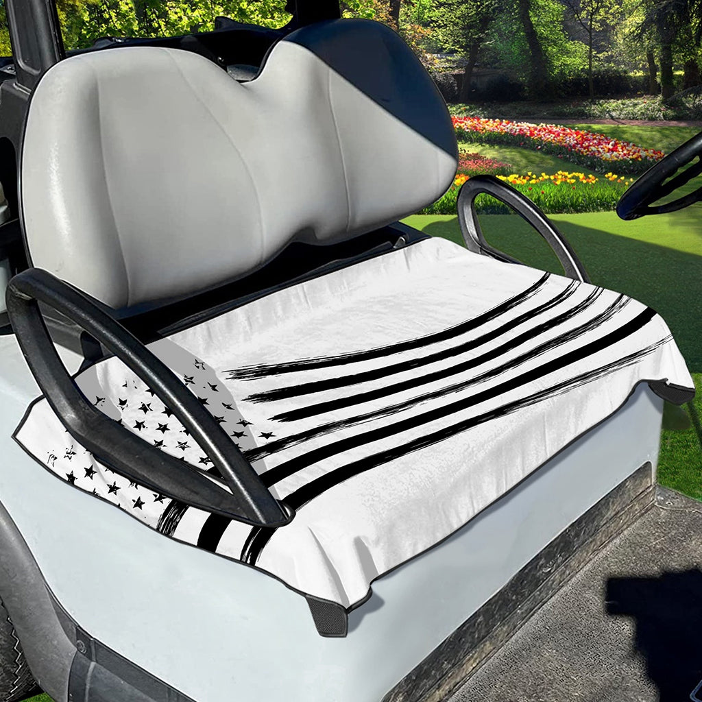 White And Black American Flag Print Golf Cart Seat Cover