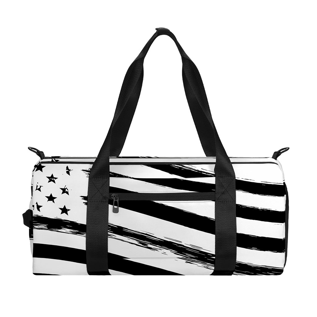 White And Black American Flag Print Gym Bag