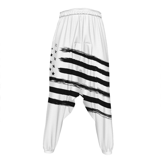 White And Black American Flag Print Hammer Pants