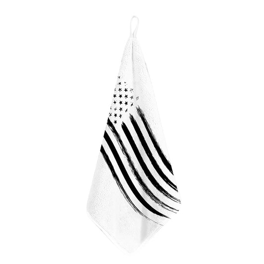 White And Black American Flag Print Hand Towel