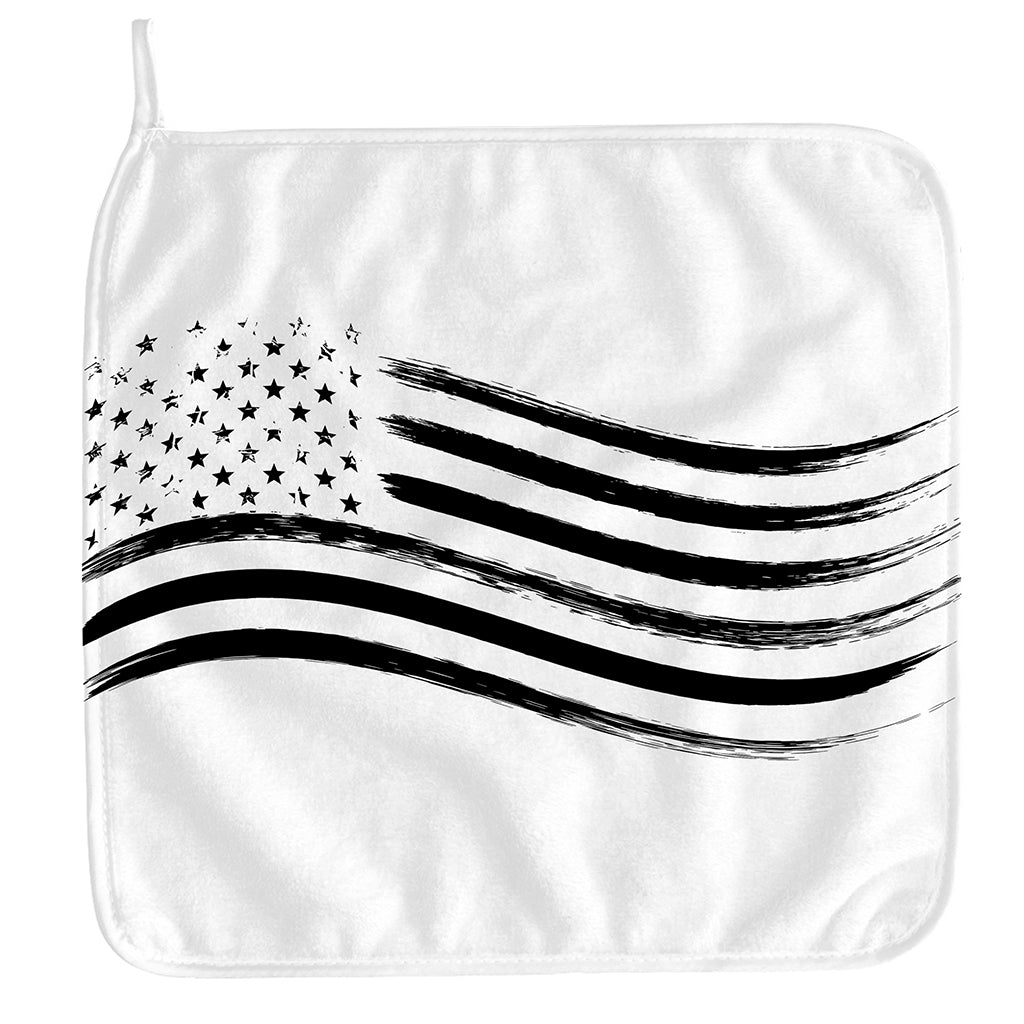 White And Black American Flag Print Hand Towel