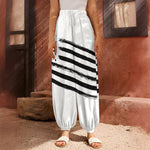 White And Black American Flag Print Harem Pants