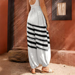 White And Black American Flag Print Harem Pants