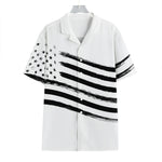 White And Black American Flag Print Hawaiian Shirt