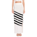 White And Black American Flag Print High Slit Maxi Skirt
