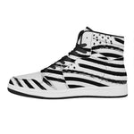 White And Black American Flag Print High Top Leather Sneakers