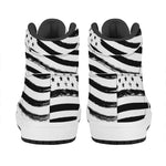 White And Black American Flag Print High Top Leather Sneakers