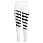 White And Black American Flag Print High-Waisted Pocket Leggings