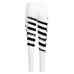 White And Black American Flag Print High-Waisted Pocket Leggings