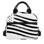 White And Black American Flag Print Insulated Lunch Bag