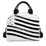 White And Black American Flag Print Insulated Lunch Bag