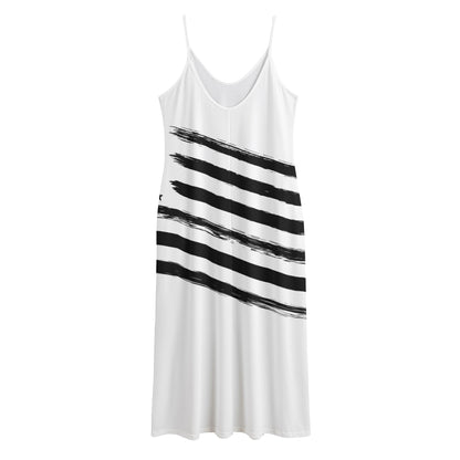 White And Black American Flag Print Jersey Midi Cami Dress