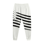 White And Black American Flag Print Jogger Pants