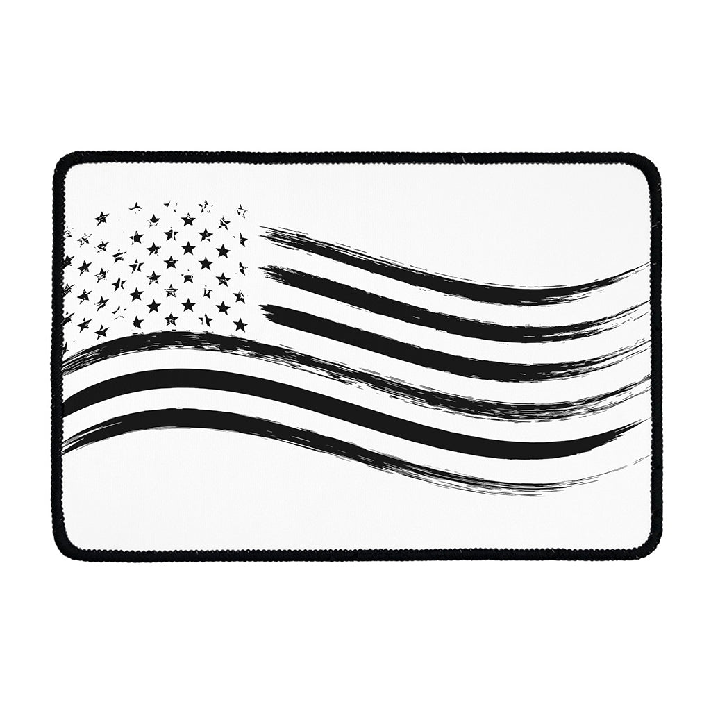 White And Black American Flag Print Kitchen Mat