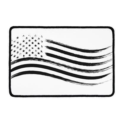 White And Black American Flag Print Kitchen Mat