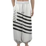 White And Black American Flag Print Lantern Pants