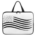 White And Black American Flag Print Laptop Sleeve With Handle