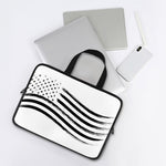 White And Black American Flag Print Laptop Sleeve With Handle
