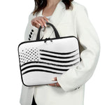White And Black American Flag Print Laptop Sleeve With Handle
