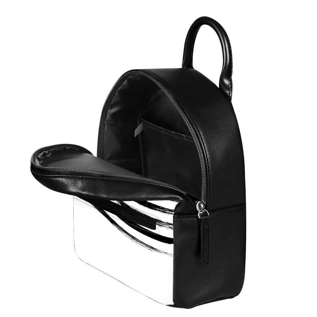 White And Black American Flag Print Leather Backpack