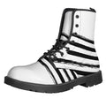 White And Black American Flag Print Lace-Up Boots