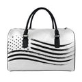 White And Black American Flag Print Leather Duffel Bag
