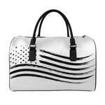 White And Black American Flag Print Leather Duffle Bag