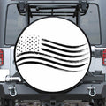 White And Black American Flag Print Leather Spare Tire Cover