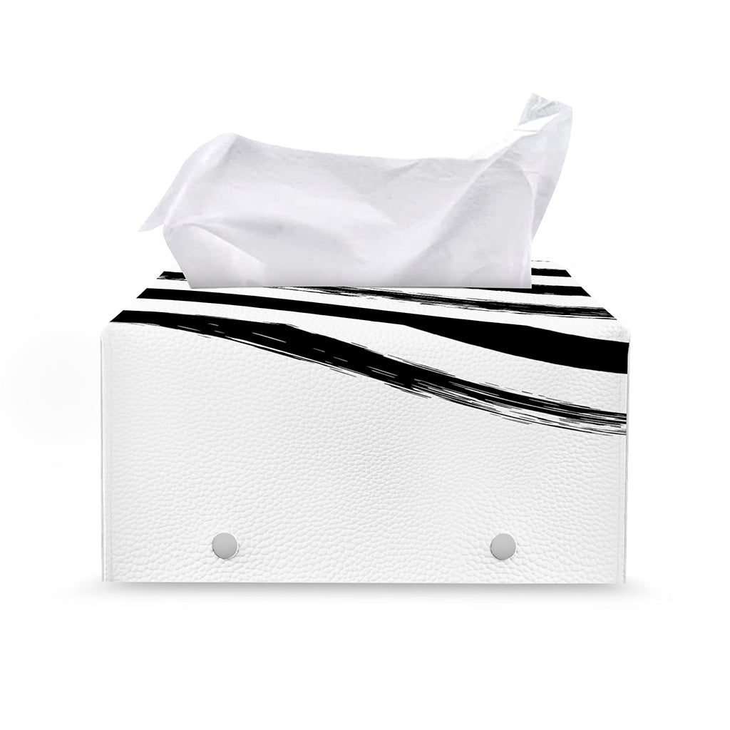 White And Black American Flag Print Leather Tissue Box Cover