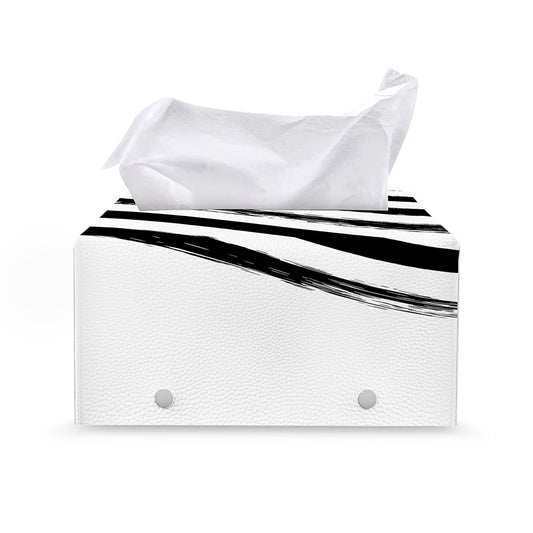 White And Black American Flag Print Leather Tissue Box Cover